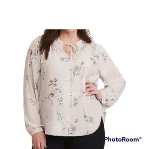Torrid Grey Floral Smocked Blouse